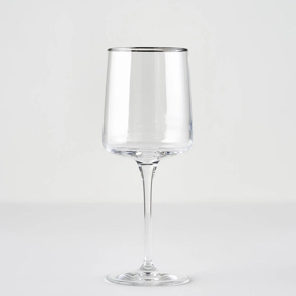Premium Wine Glass with Silver/Gold Rim
