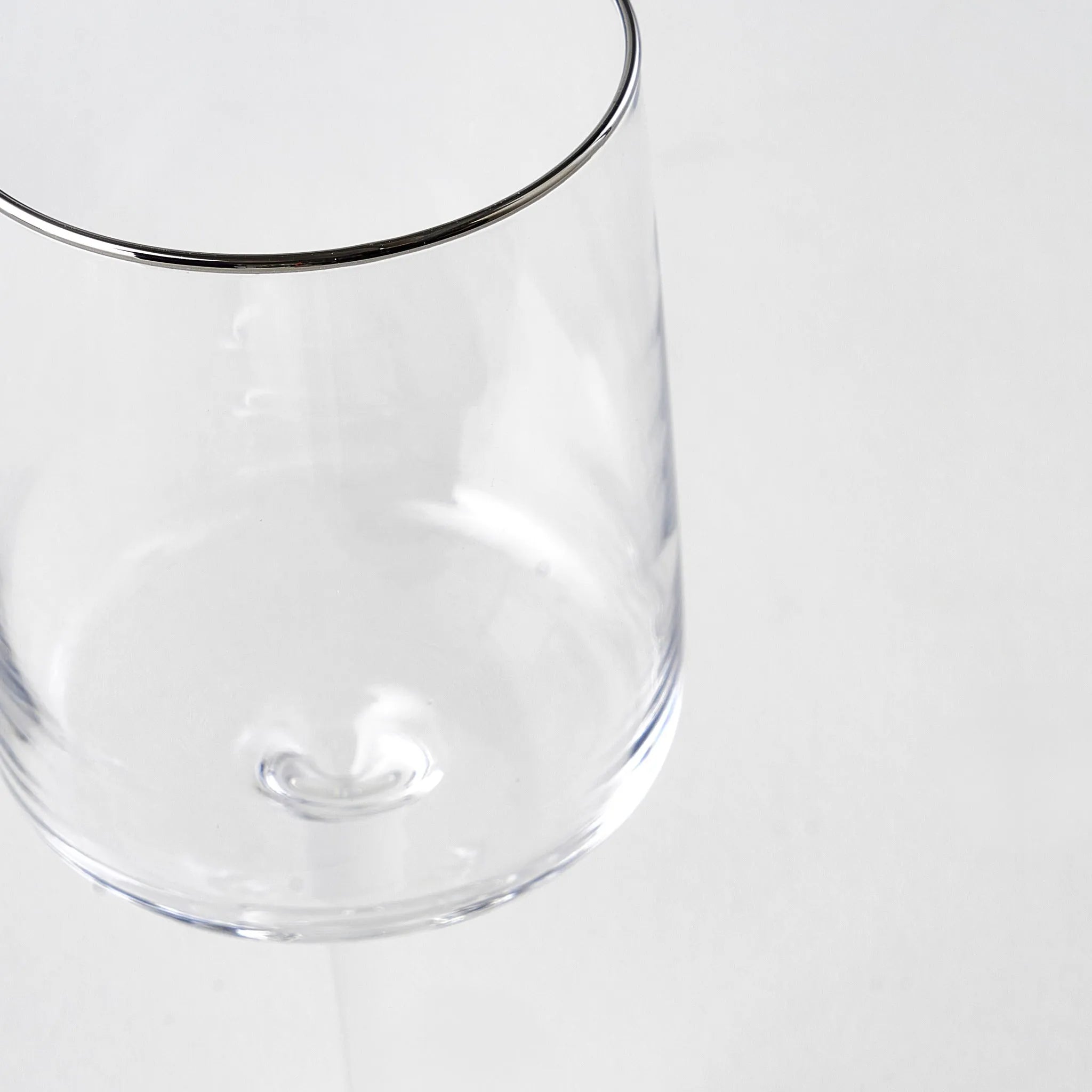 Premium Wine Glass with Silver/Gold Rim side view