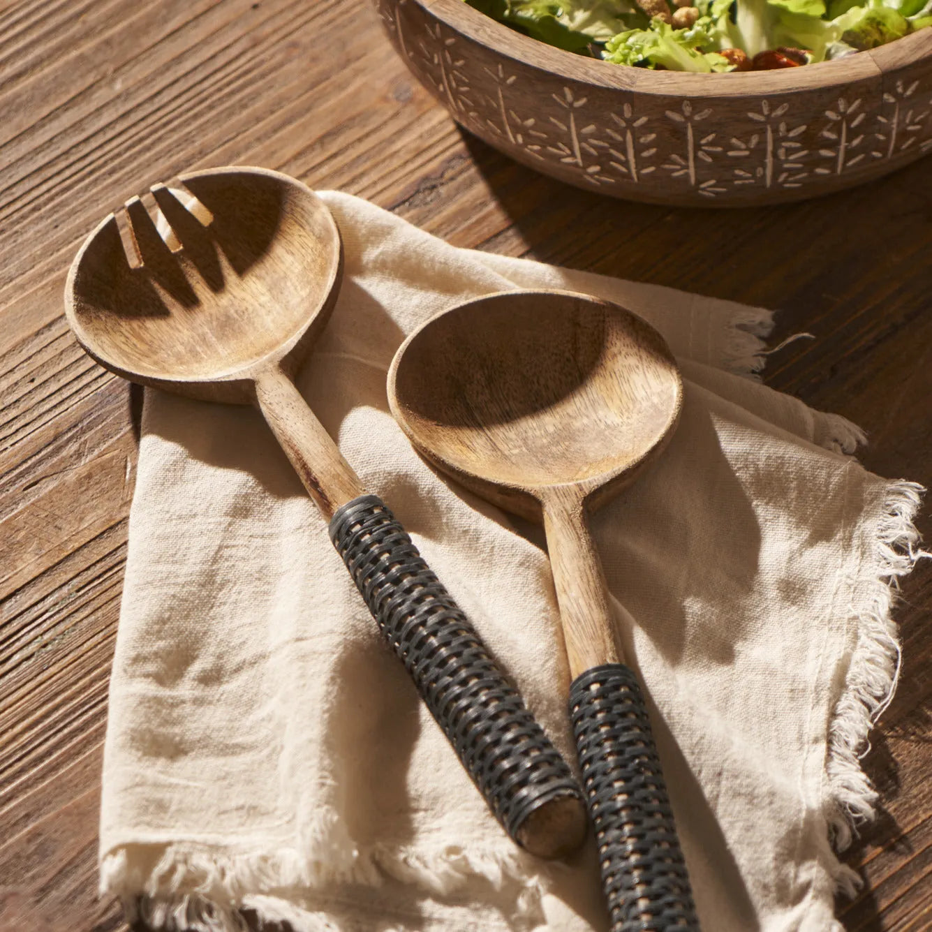 Riva Wooden Salad Serving Set detail view