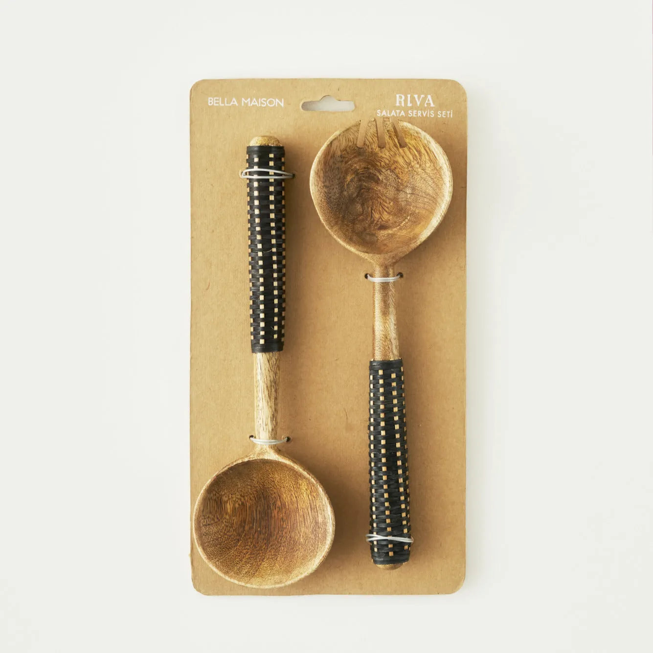 Riva Wooden Salad Serving Set texture detail