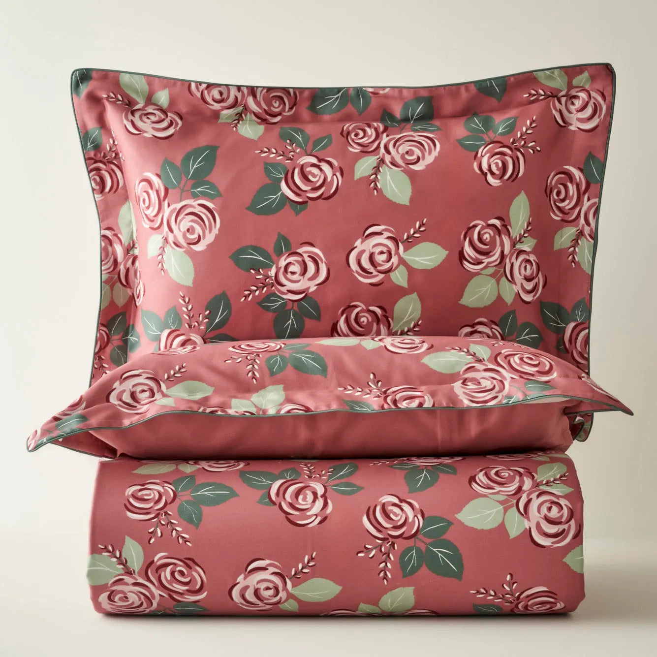 Rose Cotton Sateen Duvet Cover Set detail view