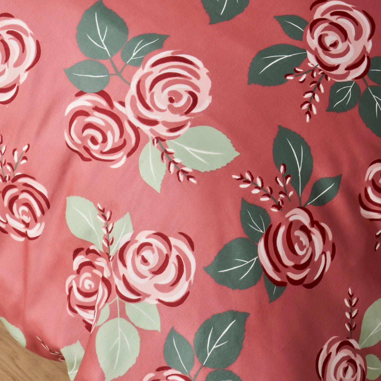 Rose Cotton Sateen Duvet Cover Set texture detail