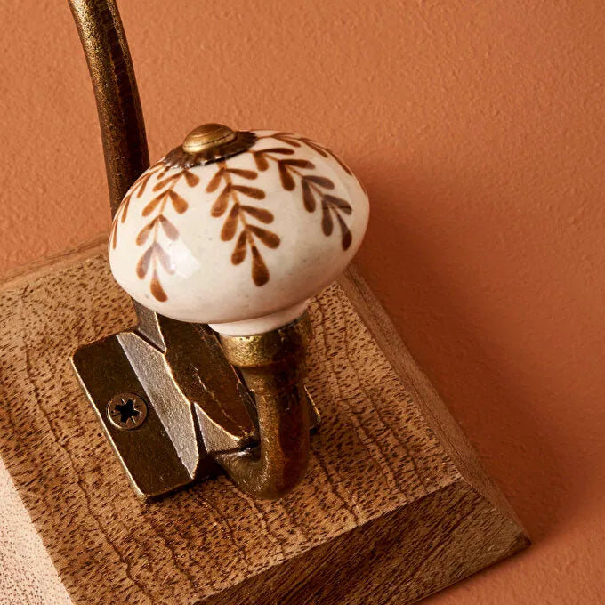 Rosia Mango Hook with Ceramic Knob detail view