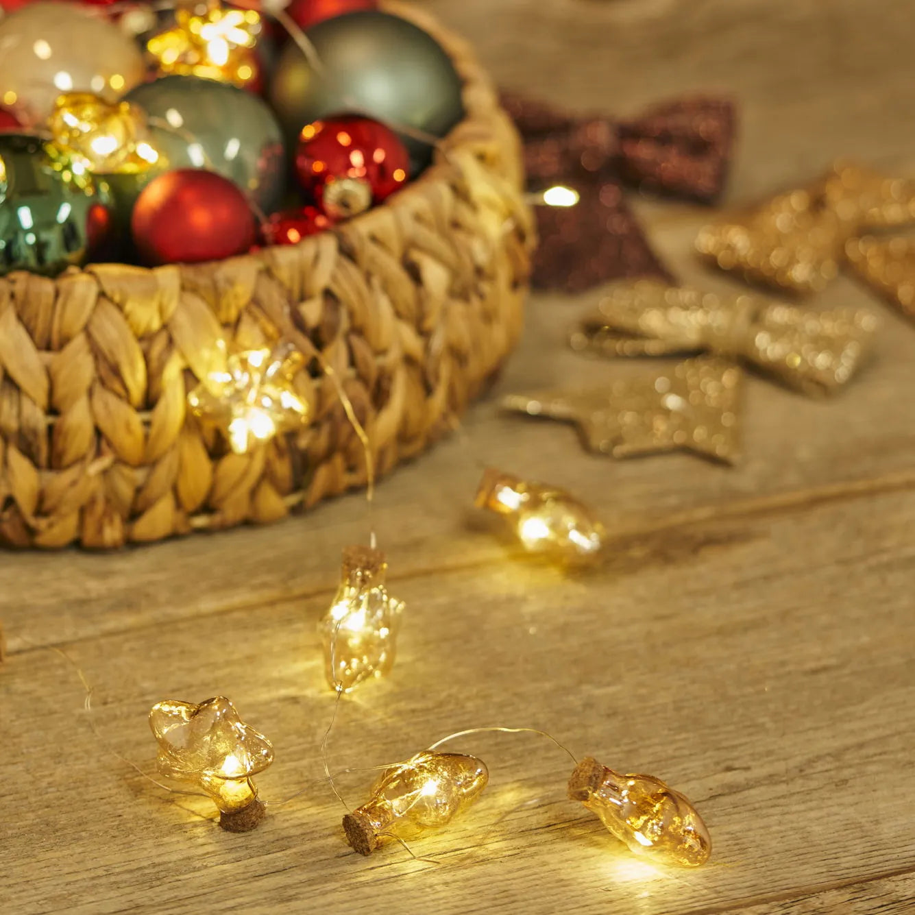 Star Glass LED String Lights detail view