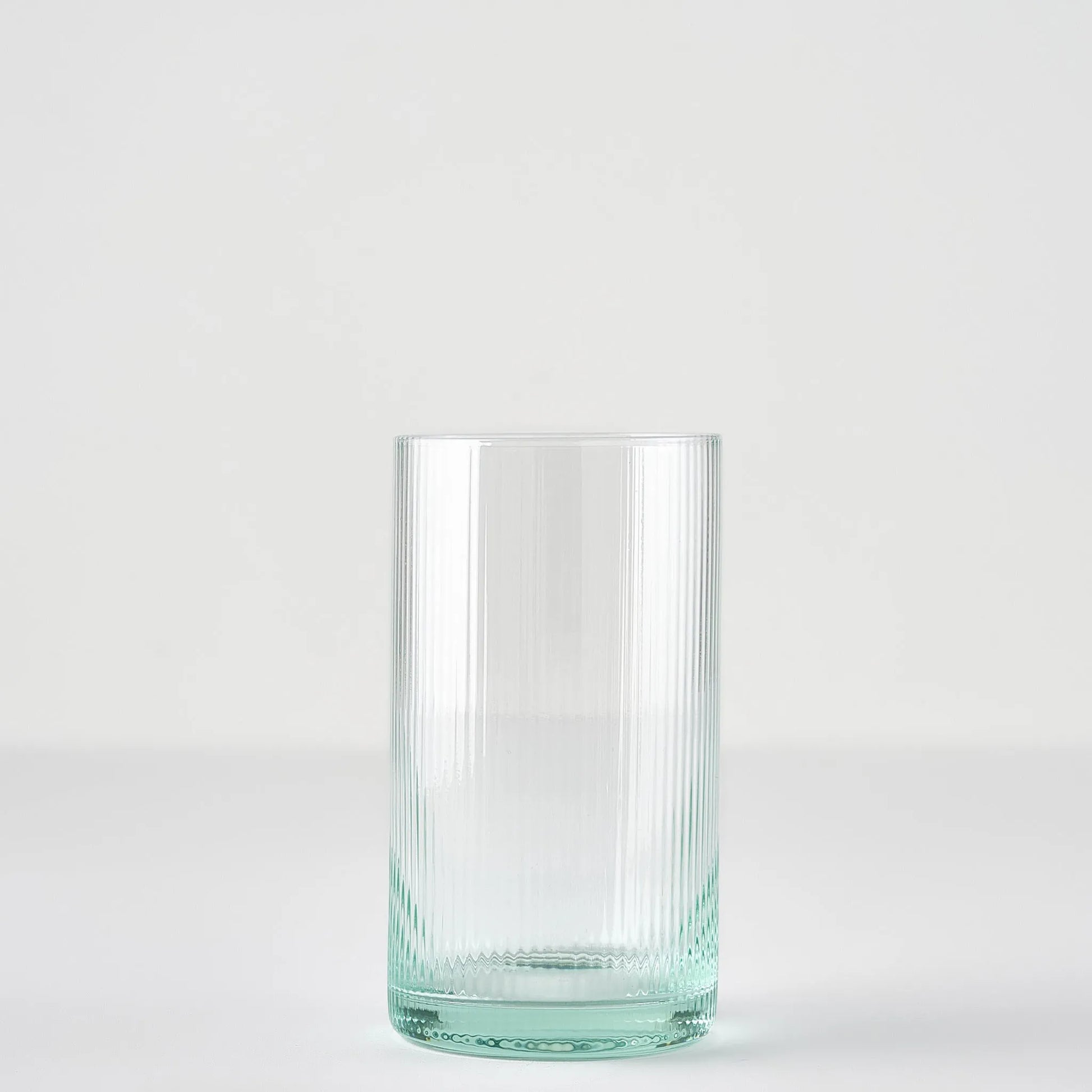 Stripe Ribbed Green Highball Glass