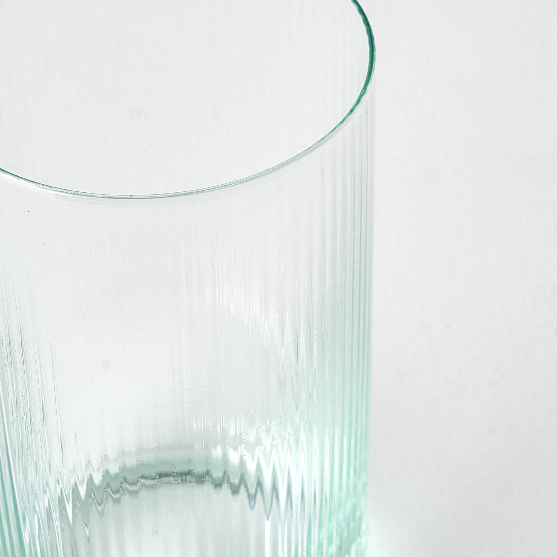 Stripe Ribbed Green Highball Glass detail view