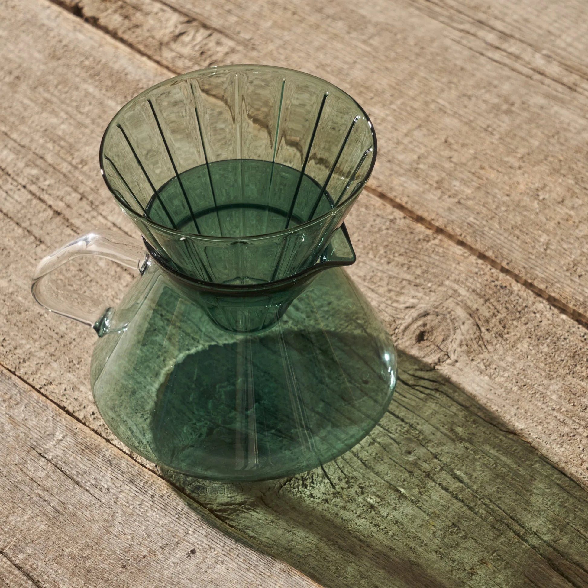 Tapered Pour Over Glass Coffee Maker detail view