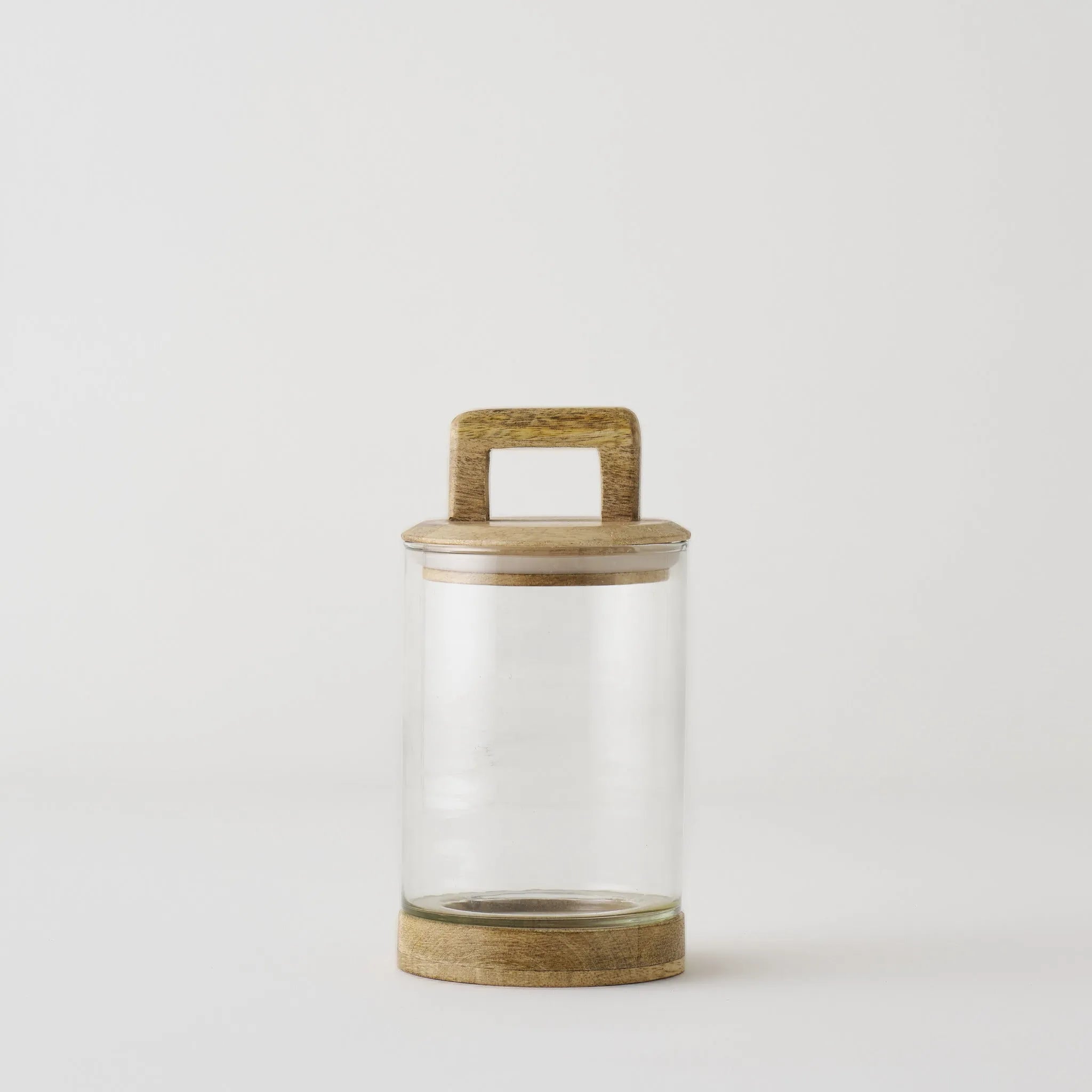 Verre Glass Jar with Mango Wood Lid detail view