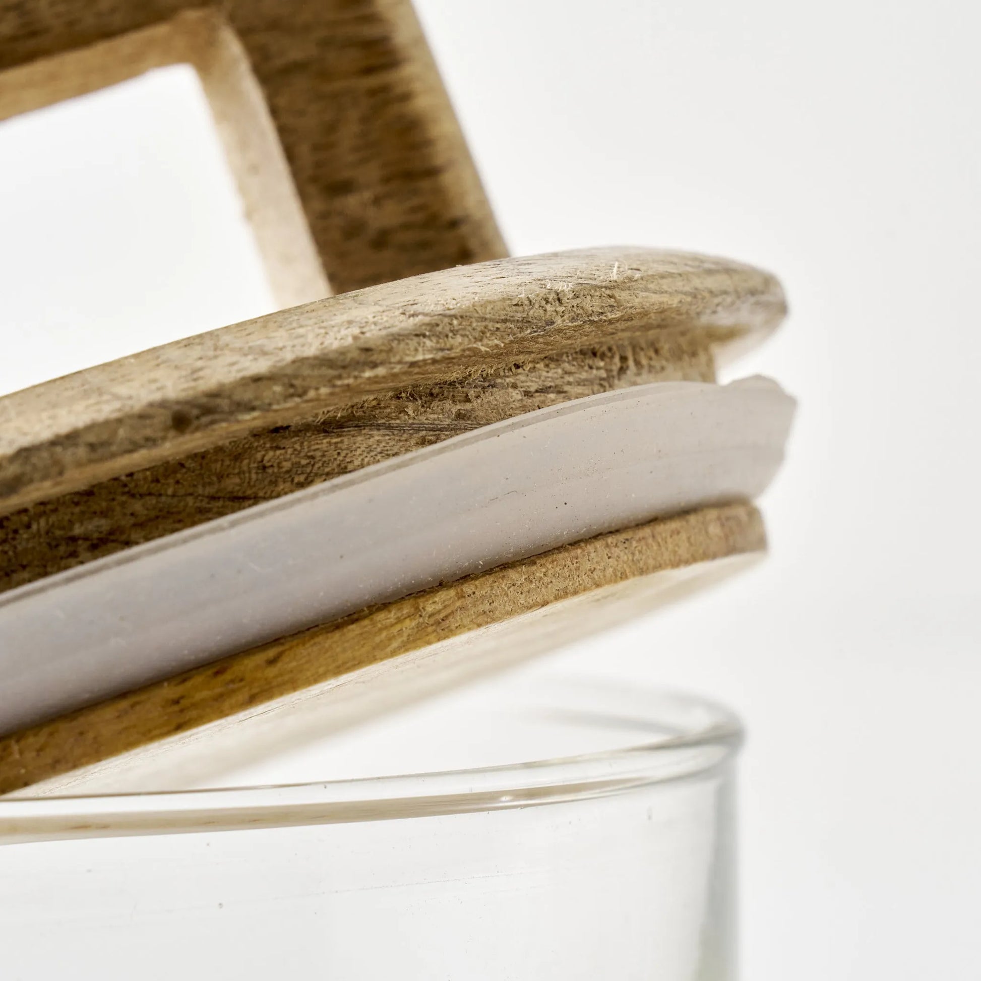 Verre Glass Jar with Mango Wood Lid side view