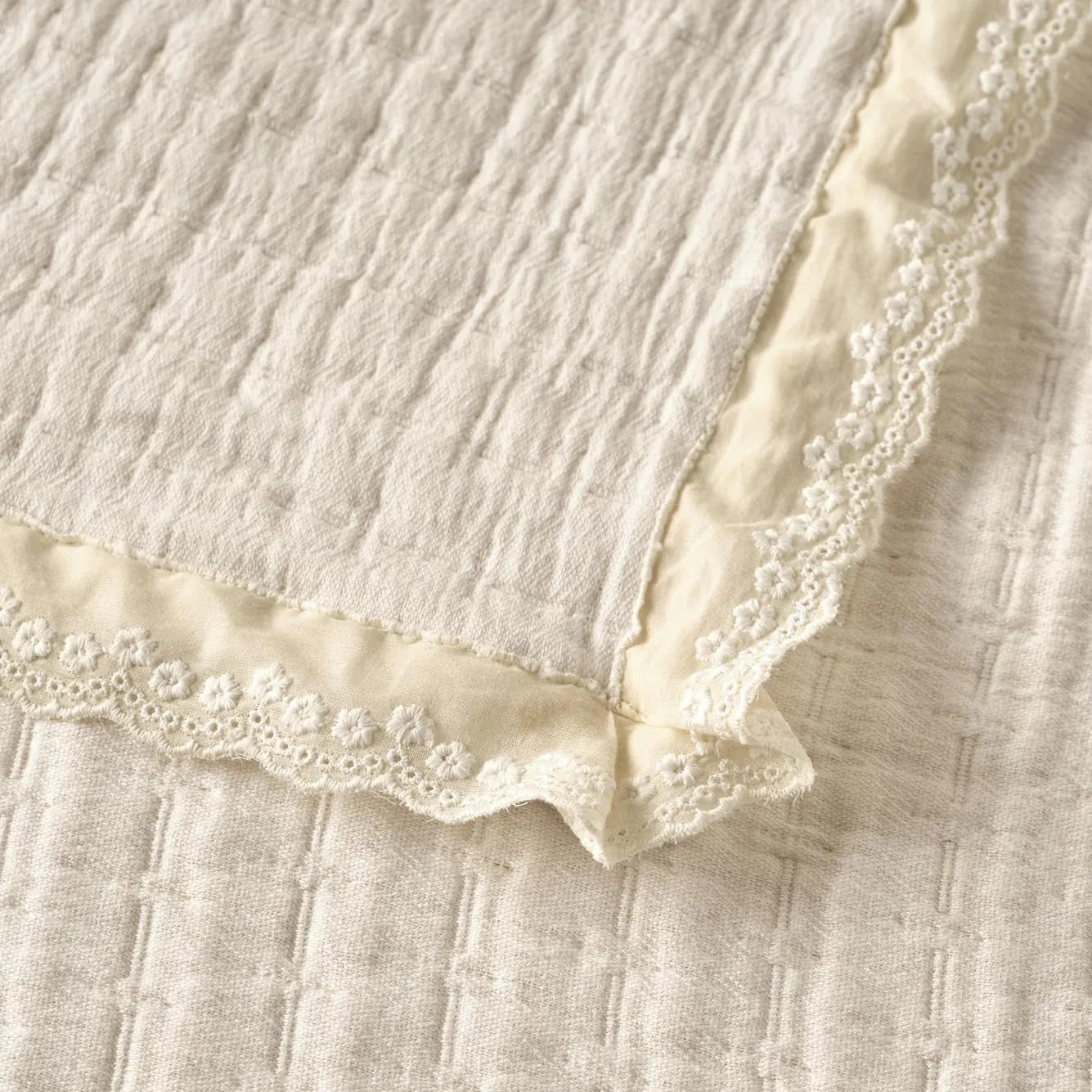 Vintage Coverlet with Shams texture detail
