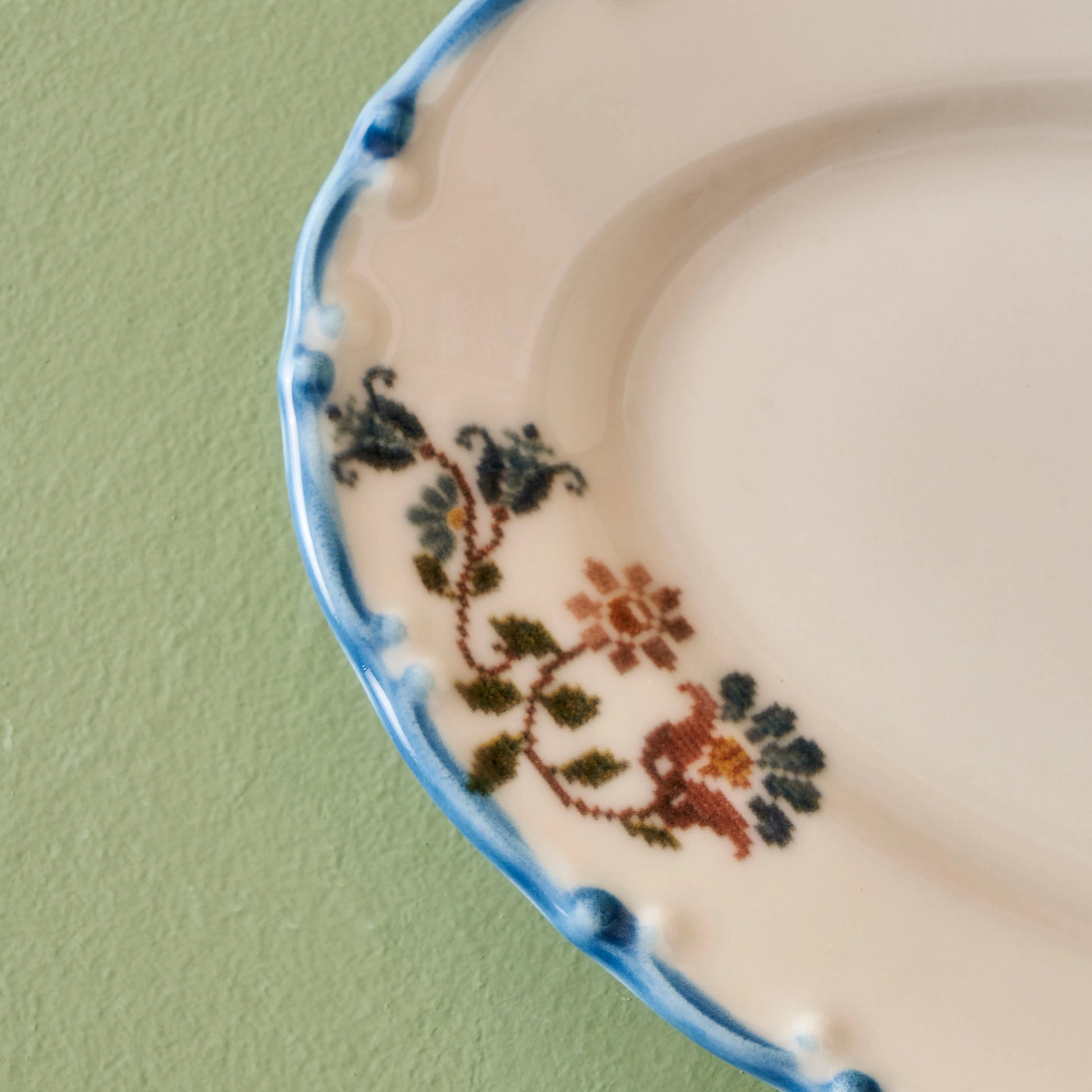 Vintage Oval Porcelain Serving Platter side view