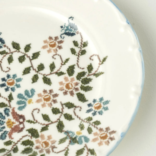 Vintage Porcelain Dinner Plate - Floral Corner