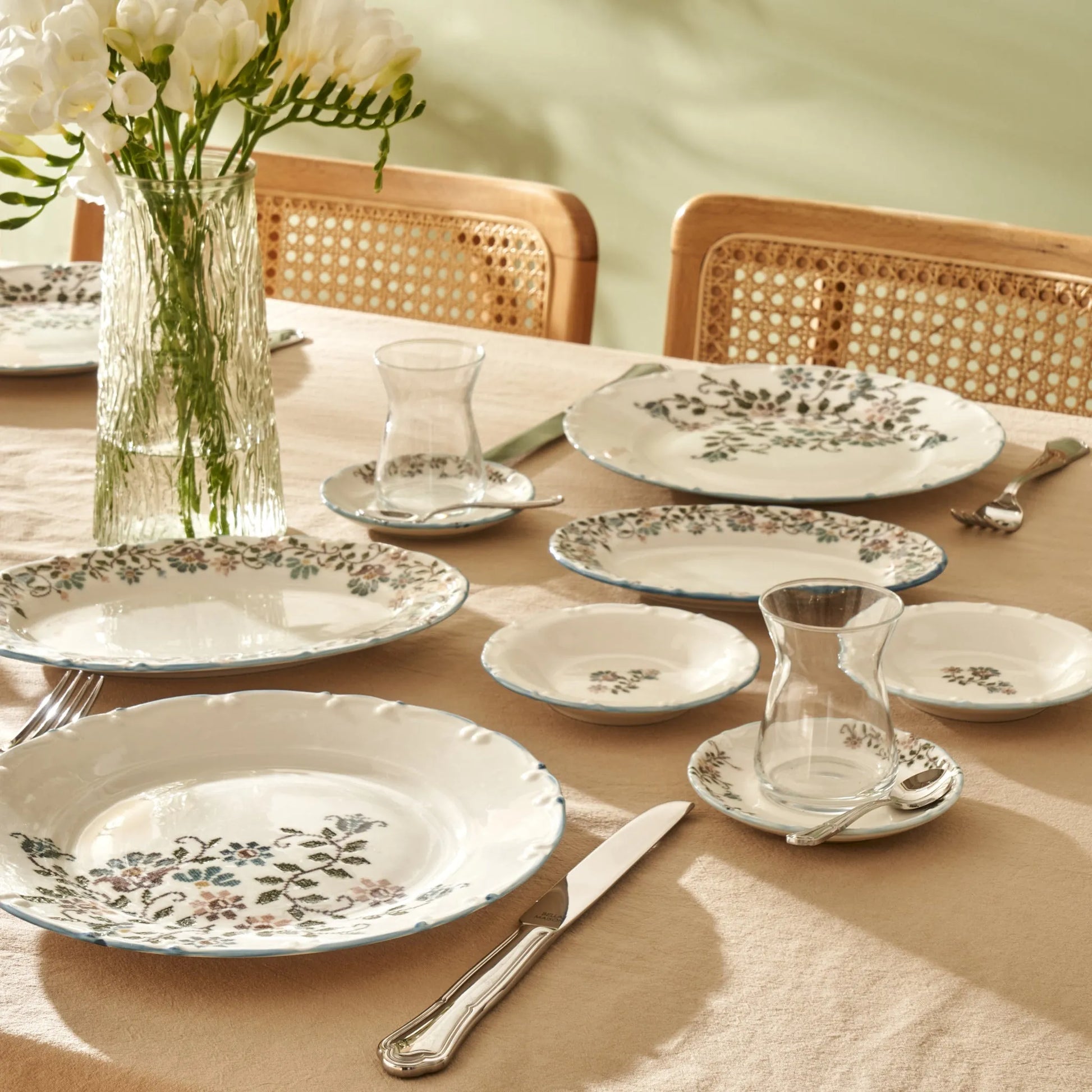 Vintage Porcelain Dinner Plate - Floral Corner side view