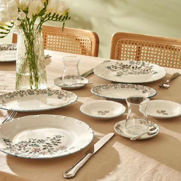 Vintage Porcelain Dinner Plate - Floral Corner