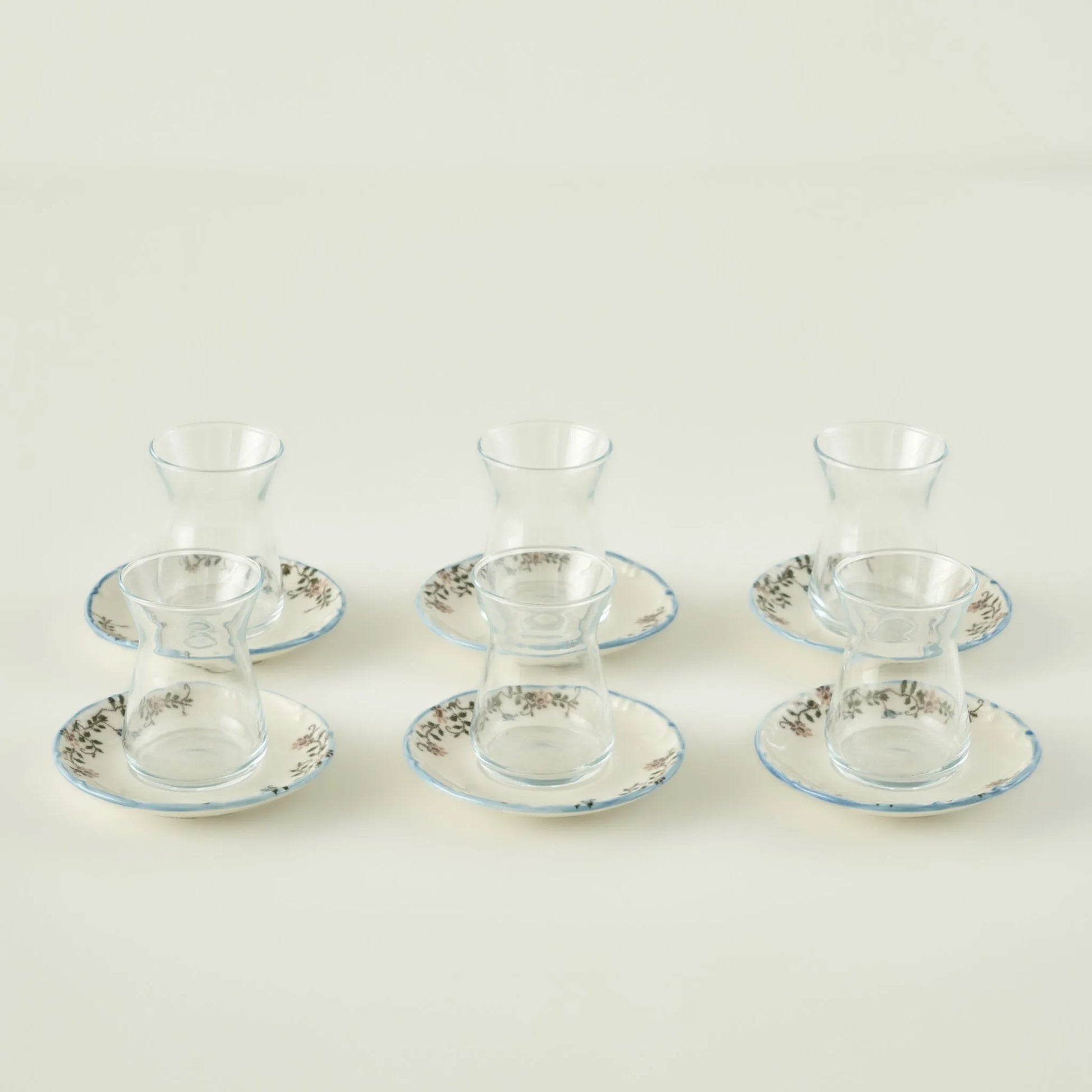 Vintage Tea Glass Set with Saucers (6-Piece)