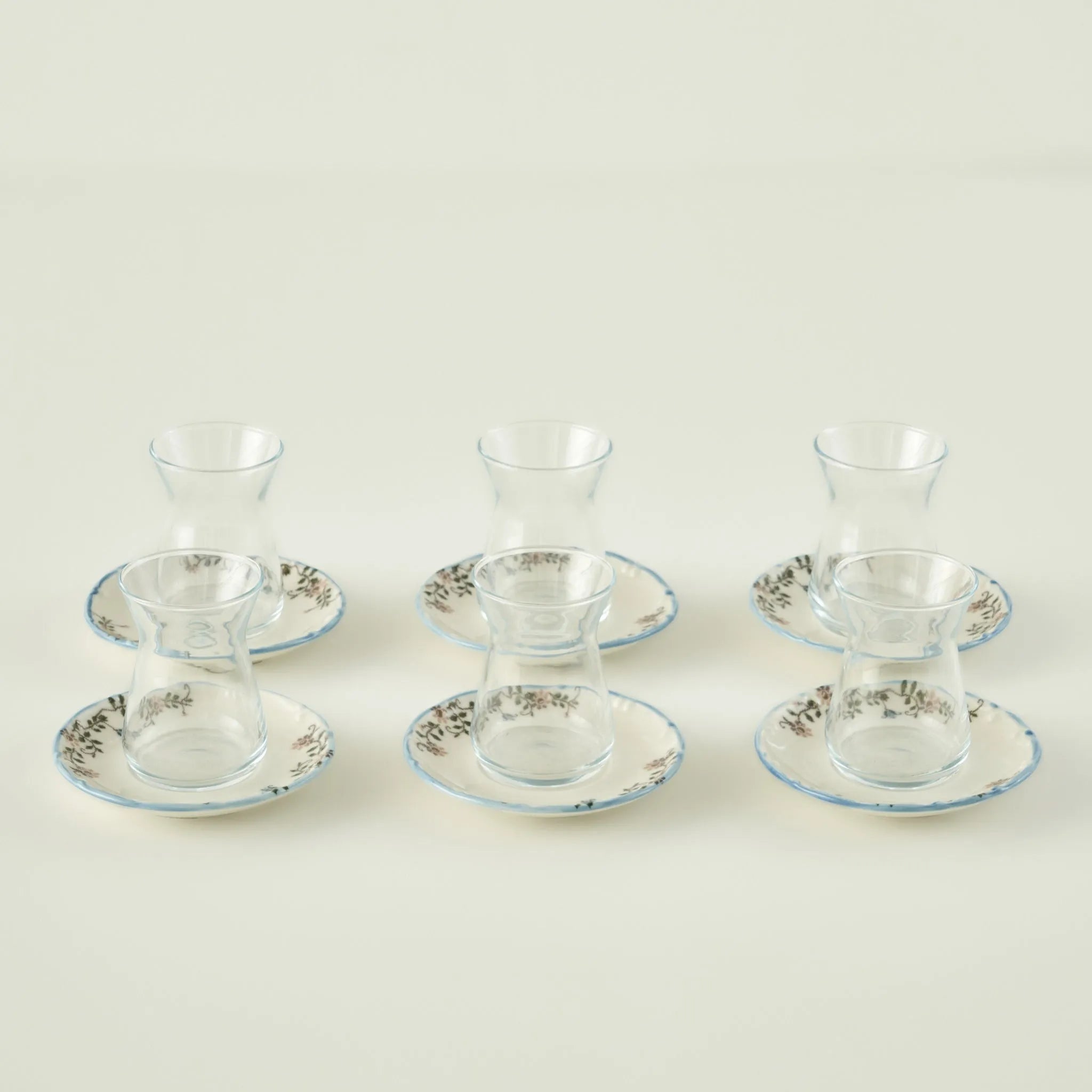 Vintage Tea Glass Set with Saucers (6-Piece)