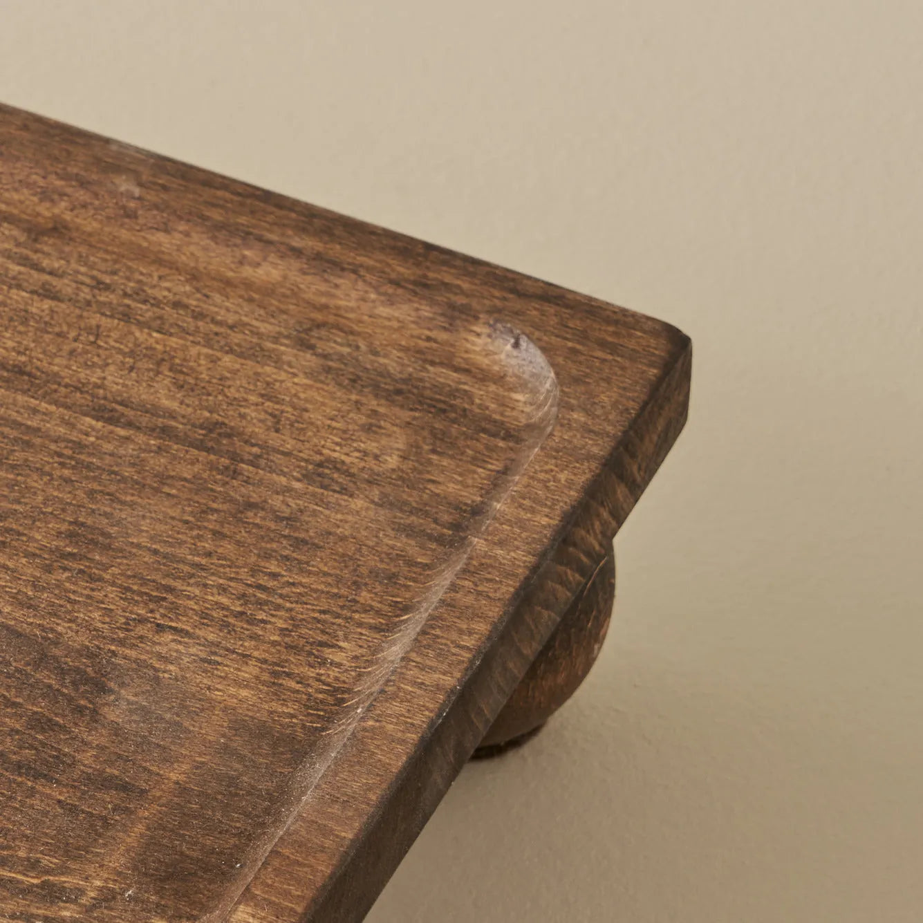 Wooden Rectangular Serving Stand detail view